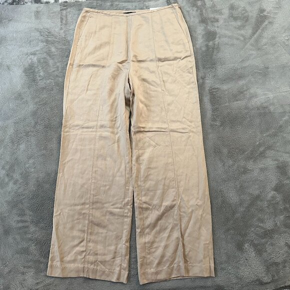 NWT Ann Taylor Linen Lyocell Wide Leg Khaki Pants Women's size 14 - Picture 1 of 8
